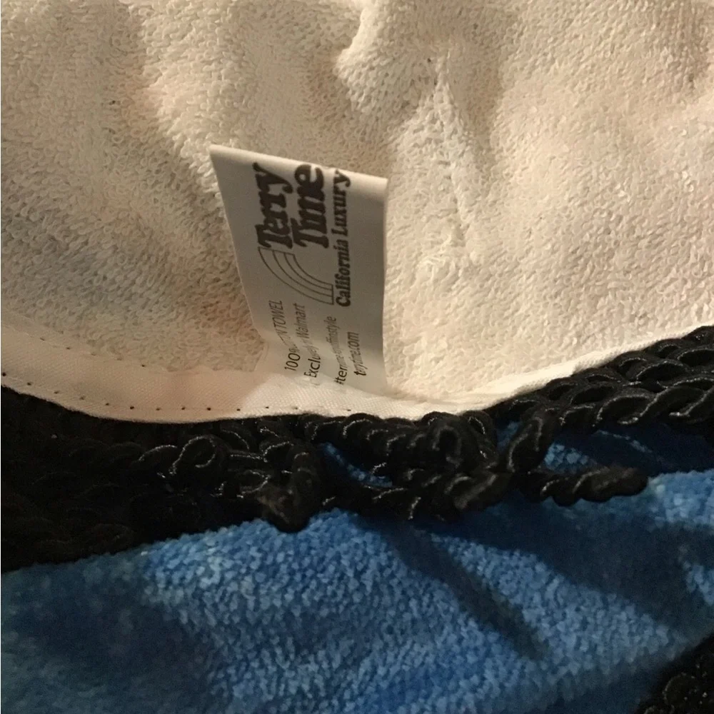 NWT Black and Blue Terry Towel 59 inch round beach towel